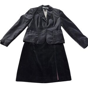 Apostrophe Black Velvet Blazer & Mini Skirt Satin Lining Sz 2 Dark Academia Goth